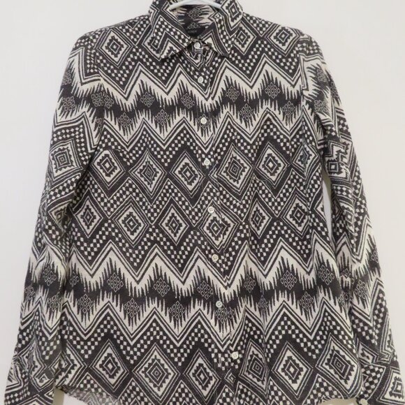 J.Crew Linen Graphic Button Shirt Size 2 - Picture 5 of 10